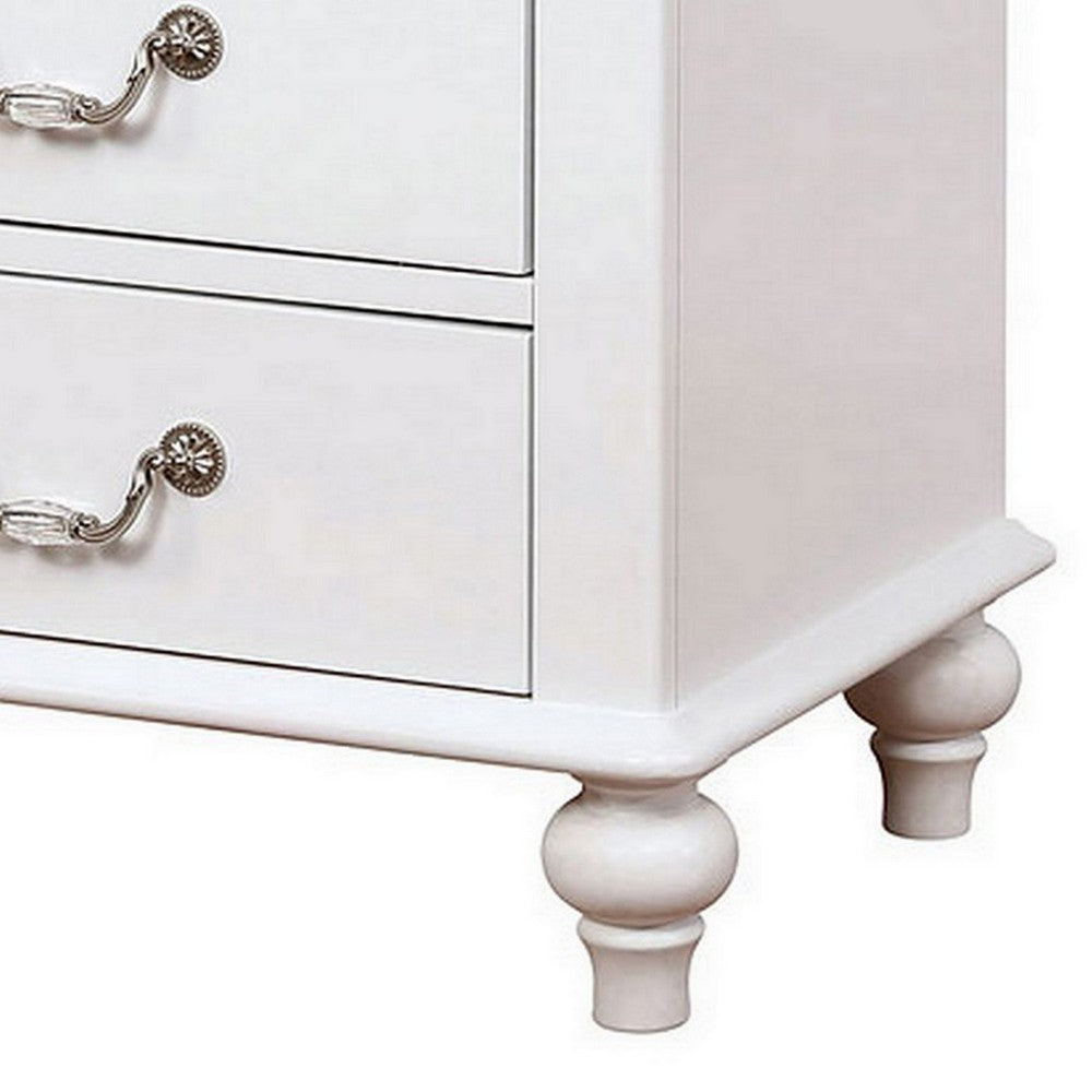 Nightstand with 3 Drawers and Built In USB Port, White - BM241909