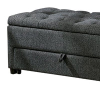 60 Inch Modern Pull Out Storage Bench, Textured Dark Gray Fabric, Button Tufting, Lift Top - BM241933