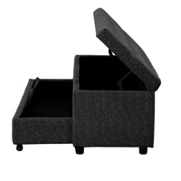 60 Inch Modern Pull Out Storage Bench, Textured Dark Gray Fabric, Button Tufting, Lift Top - BM241933