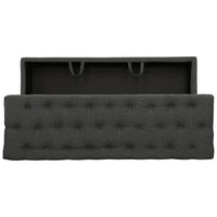 60 Inch Modern Pull Out Storage Bench, Textured Dark Gray Fabric, Button Tufting, Lift Top - BM241933