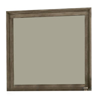 Wall Mirror with Beveled Molded Wooden Frame, Natural Brown - BM241939