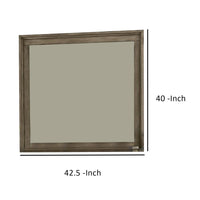 Wall Mirror with Beveled Molded Wooden Frame, Natural Brown - BM241939