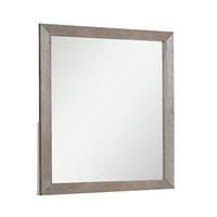 Wall Mirror with Wooden Frame and Grain Details, Natural Brown - BM241942