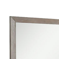 Wall Mirror with Wooden Frame and Grain Details, Natural Brown - BM241942