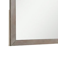 Wall Mirror with Wooden Frame and Grain Details, Natural Brown - BM241942