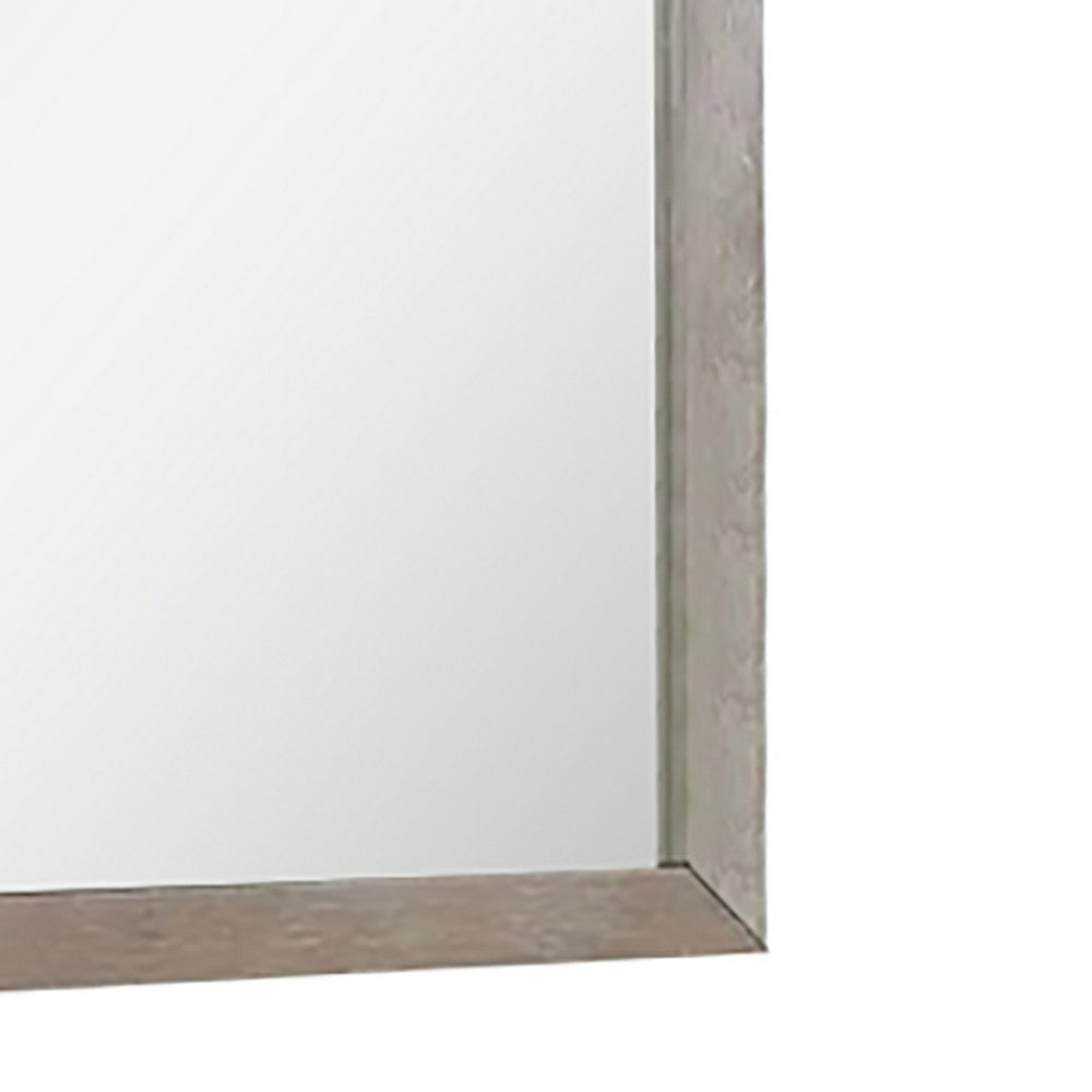 Wall Mirror with Wooden Frame and Grain Details, Natural Brown - BM241942