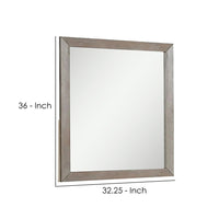 Wall Mirror with Wooden Frame and Grain Details, Natural Brown - BM241942