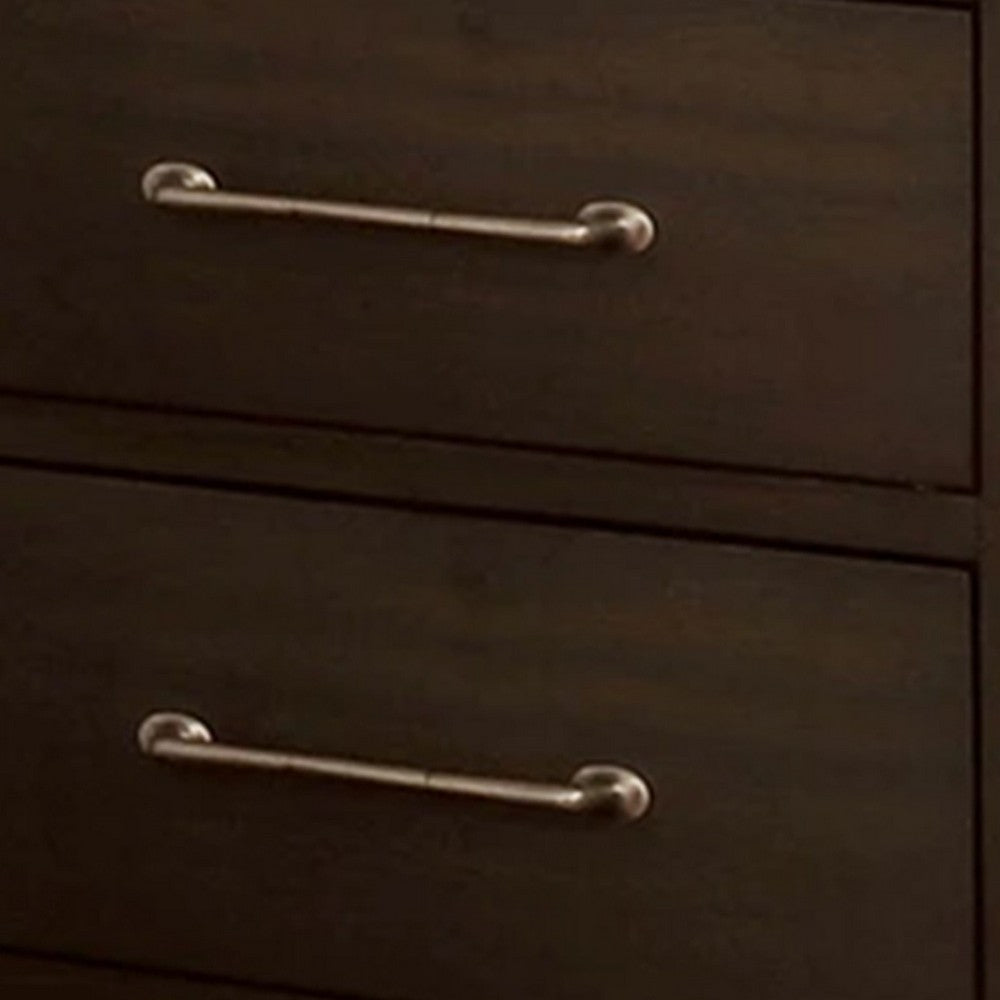 Nightstand with 2 Drawers and Metal Bar Pulls, Walnut Brown - BM241943