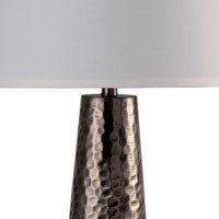 Table Lamp with Hammered Metal Base, Bronze, White - BM241946