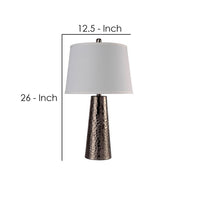 Table Lamp with Hammered Metal Base, Bronze, White - BM241946