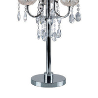 Table Lamp with Pleated Drum Shade and Crystal Droplets, Chrome - BM241947