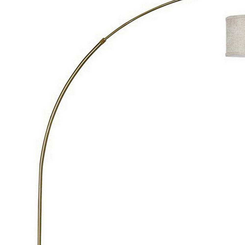 Floor Lamp with Arched Extendable Neck and Marble Base, Antique Gold - BM241949