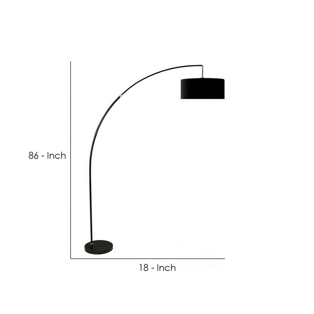 Floor Lamp with Arched Extendable Neck and Marble Base, Black - BM241950