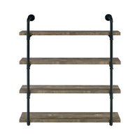 Wall Shelf with 4 Tier Shelves and Pipe Design Frame, Brown  - BM242027