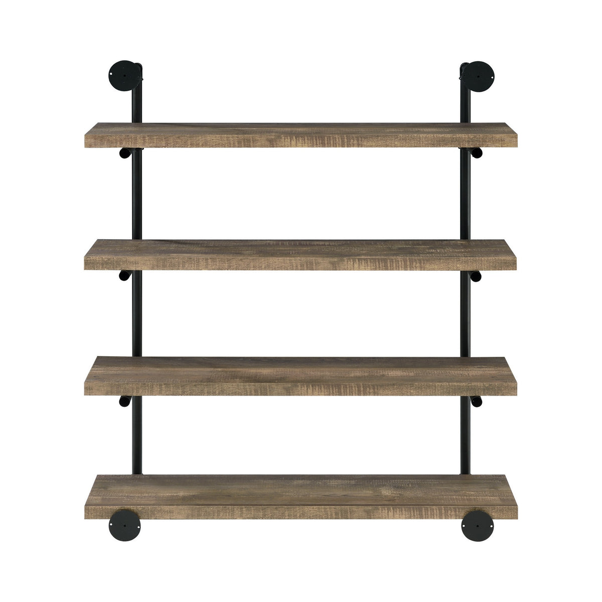 Wall Shelf with 4 Tier Shelves and Pipe Design Frame, Brown  - BM242027