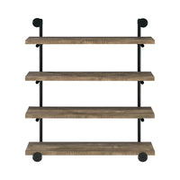Wall Shelf with 4 Tier Shelves and Pipe Design Frame, Brown  - BM242027