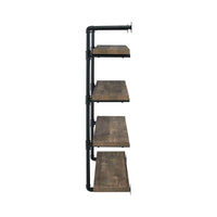 Wall Shelf with 4 Tier Shelves and Pipe Design Frame, Brown  - BM242027