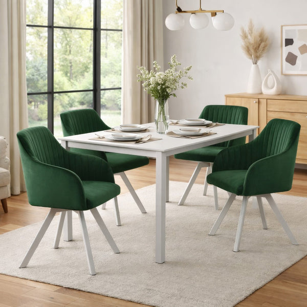 Metal Swivel Dining Chair with Channel Tufted Seat, Green - BM242109
