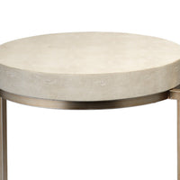 Metal Side Table with Round Top and Bottom, White and Gold  - BM242112