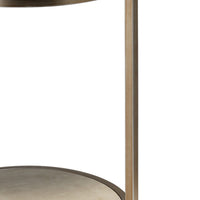 Metal Side Table with Round Top and Bottom, White and Gold  - BM242112