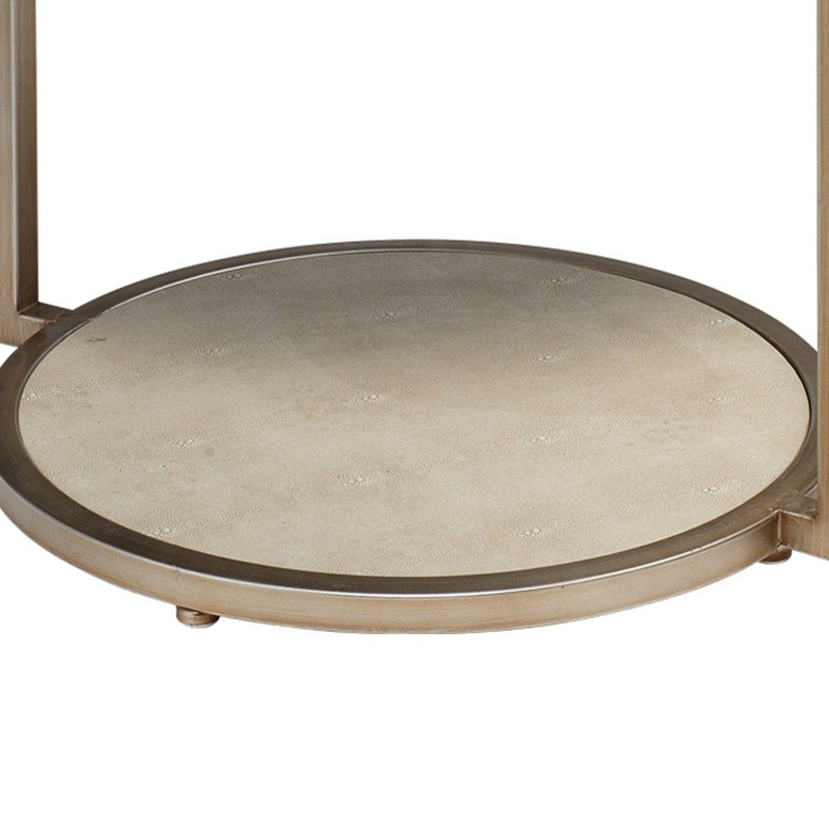 Metal Side Table with Round Top and Bottom, White and Gold  - BM242112