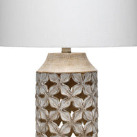 Resin Table Lamp with Geometric Cutouts, White and Gray  - BM242118