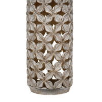 Resin Table Lamp with Geometric Cutouts, White and Gray  - BM242118