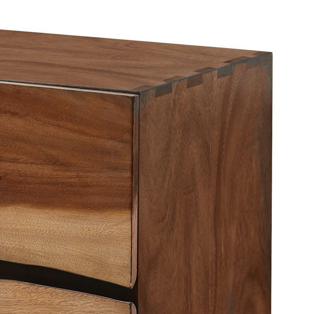 Nightstand with 2 Drawers and Live Edge Details, Brown  - BM242607