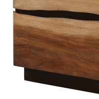 Nightstand with 2 Drawers and Live Edge Details, Brown  - BM242607