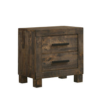 Wooden Nightstand with 2 Drawers and Grain Details, Brown  - BM242616