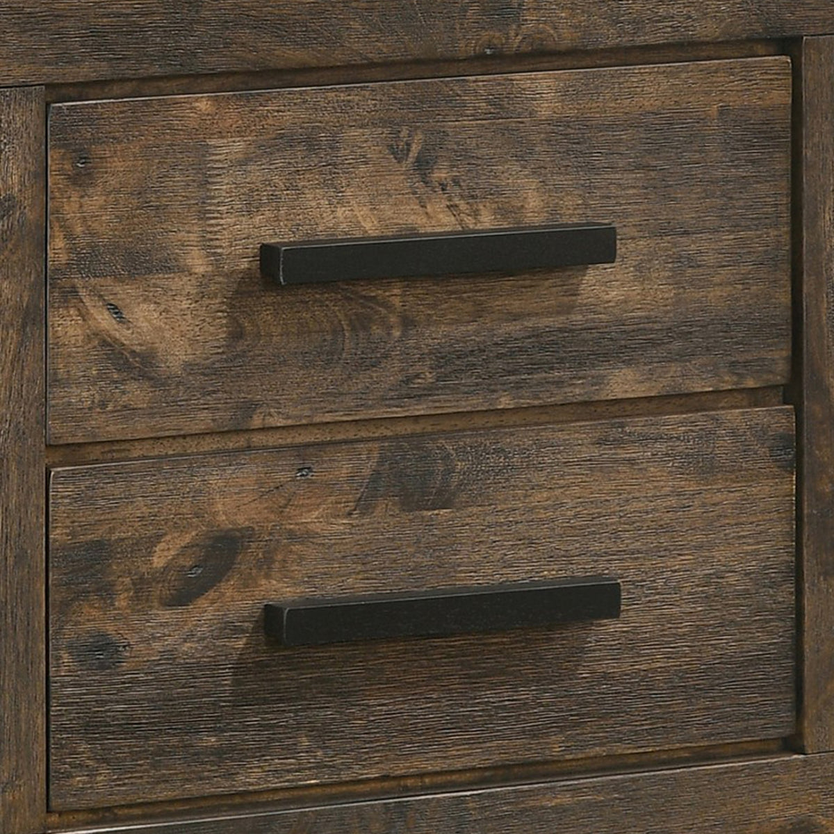 Wooden Nightstand with 2 Drawers and Grain Details, Brown  - BM242616