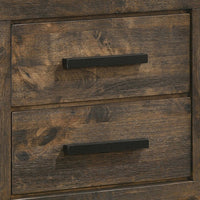 Wooden Nightstand with 2 Drawers and Grain Details, Brown  - BM242616