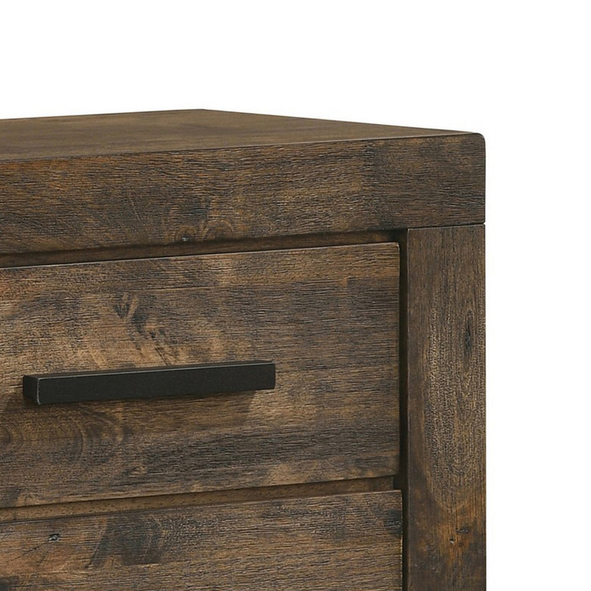 Wooden Nightstand with 2 Drawers and Grain Details, Brown  - BM242616