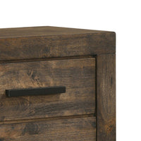 Wooden Nightstand with 2 Drawers and Grain Details, Brown  - BM242616