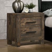 Wooden Nightstand with 2 Drawers and Grain Details, Brown  - BM242616