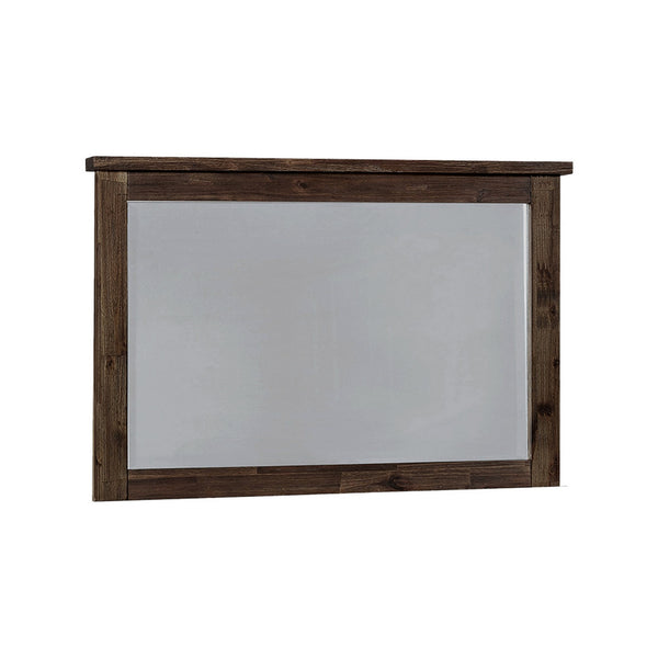 Rectangular Mirror with Wooden Encasing and Grains, Brown