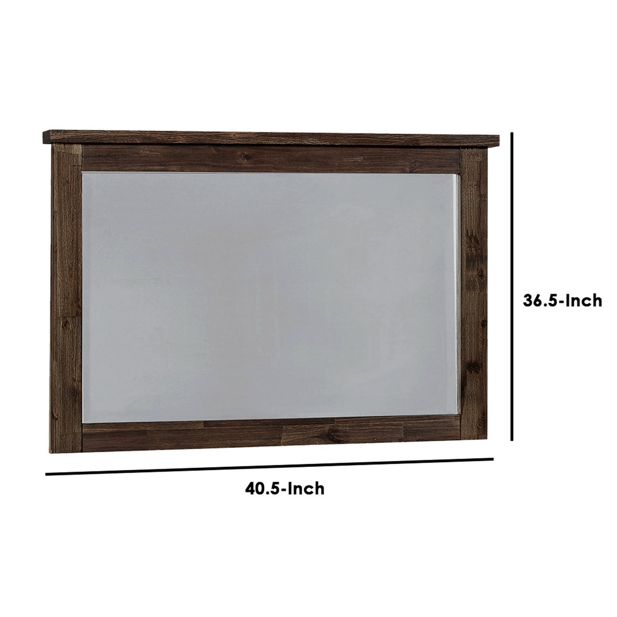 Rectangular Mirror with Wooden Encasing and Grains, Brown