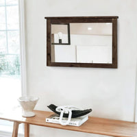 Rectangular Mirror with Wooden Encasing and Grains, Brown