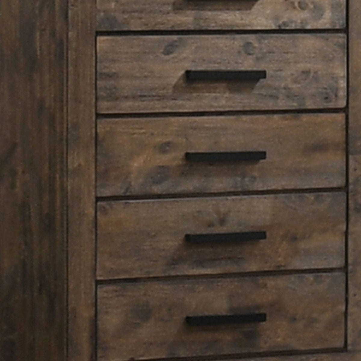 Wooden Chest with 5 Drawers and Grain Details, Brown  - BM242619