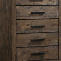 Wooden Chest with 5 Drawers and Grain Details, Brown  - BM242619