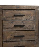 Wooden Chest with 5 Drawers and Grain Details, Brown  - BM242619