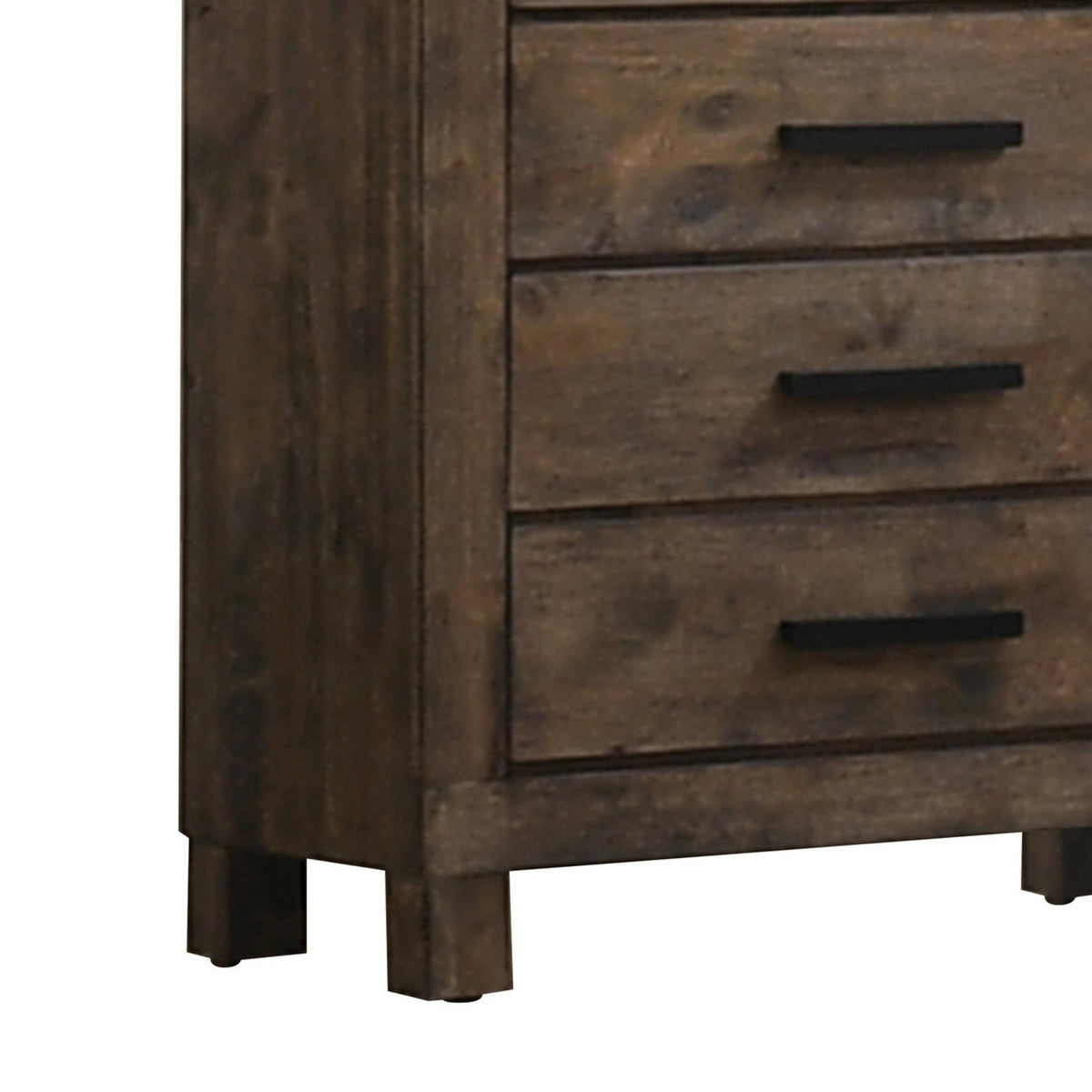 Wooden Chest with 5 Drawers and Grain Details, Brown  - BM242619