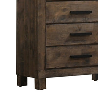 Wooden Chest with 5 Drawers and Grain Details, Brown  - BM242619