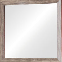 Mirror with Rectangle Wooden Frame and Washed Look, Brown  - BM242633