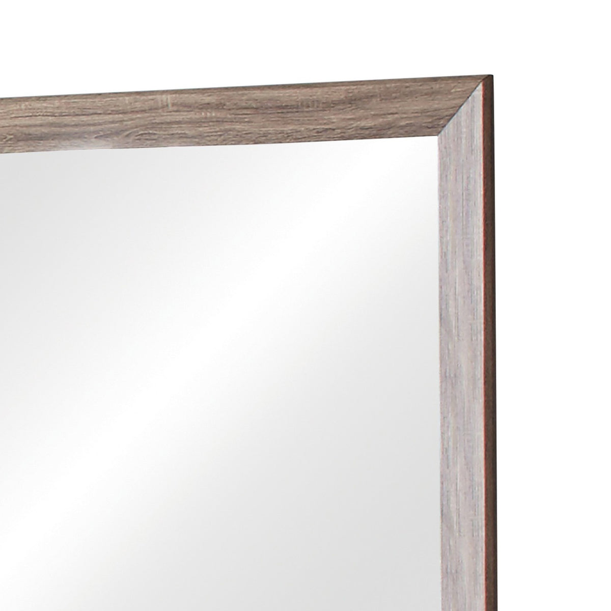 Mirror with Rectangle Wooden Frame and Washed Look, Brown  - BM242633