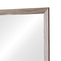 Mirror with Rectangle Wooden Frame and Washed Look, Brown  - BM242633