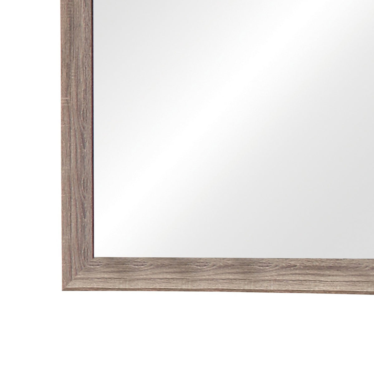 Mirror with Rectangle Wooden Frame and Washed Look, Brown  - BM242633