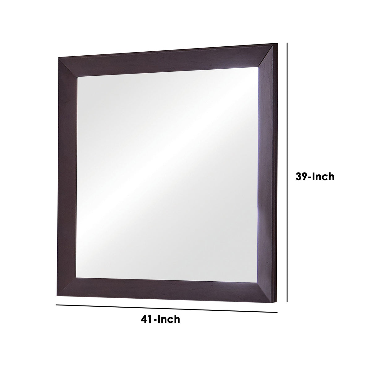 Mirror with Wooden Frame and Mounting Hardware, Espresso Brown  - BM242634