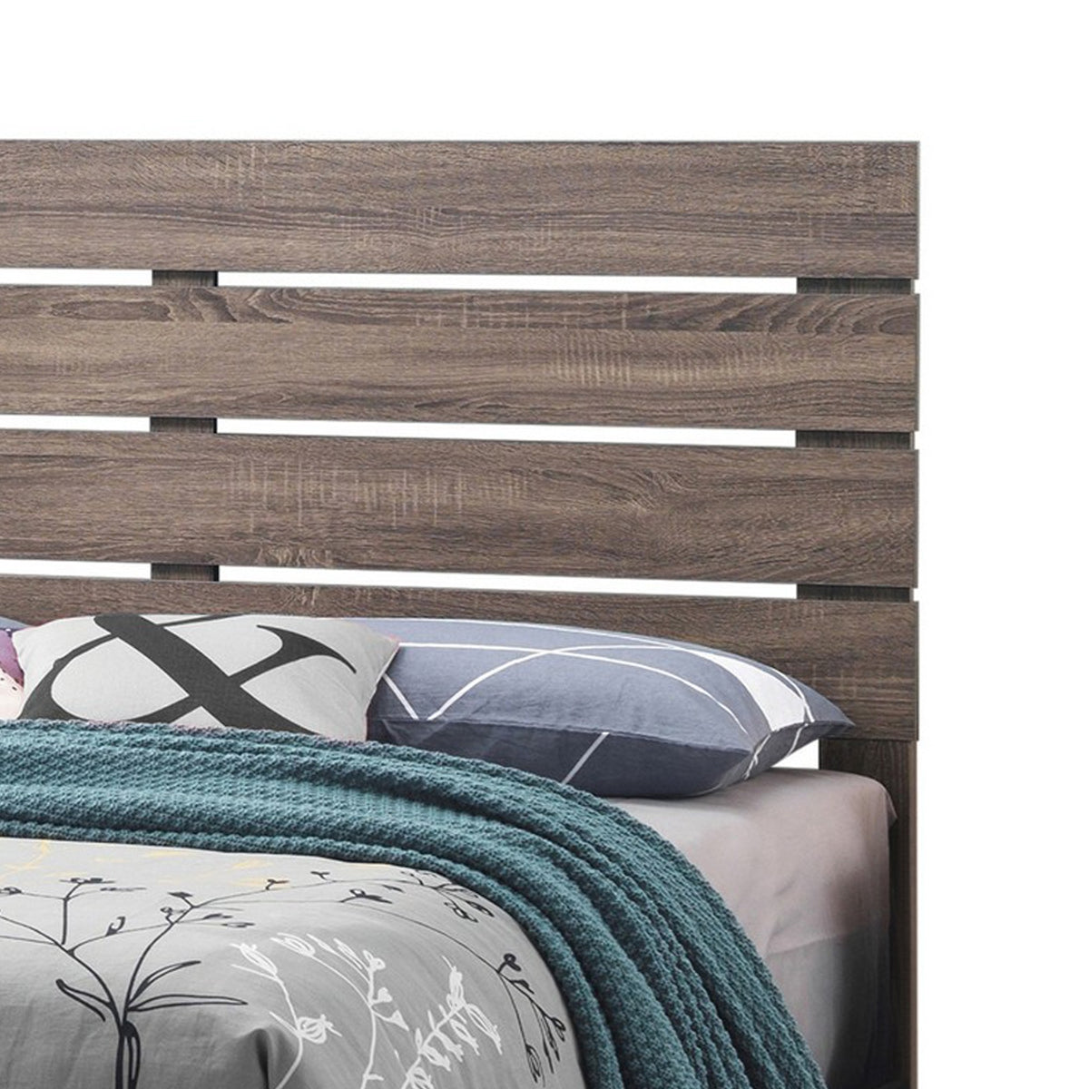 Queen Bed with Panel Headboard and Footboard, Brown  - BM242644