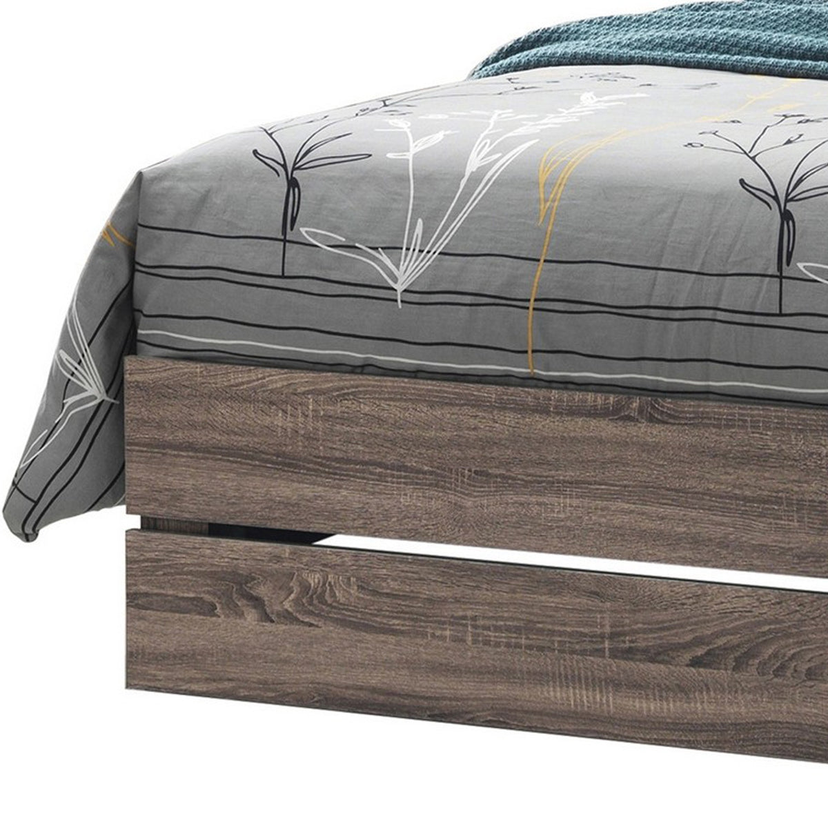 Queen Bed with Panel Headboard and Footboard, Brown  - BM242644